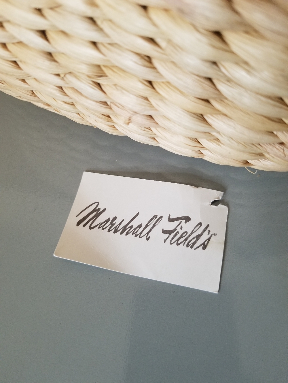 Marshall Fields Vtg Weaved Wicker Basket Bag Tan Brown Handles Bucket Purse - Picture 14 of 14